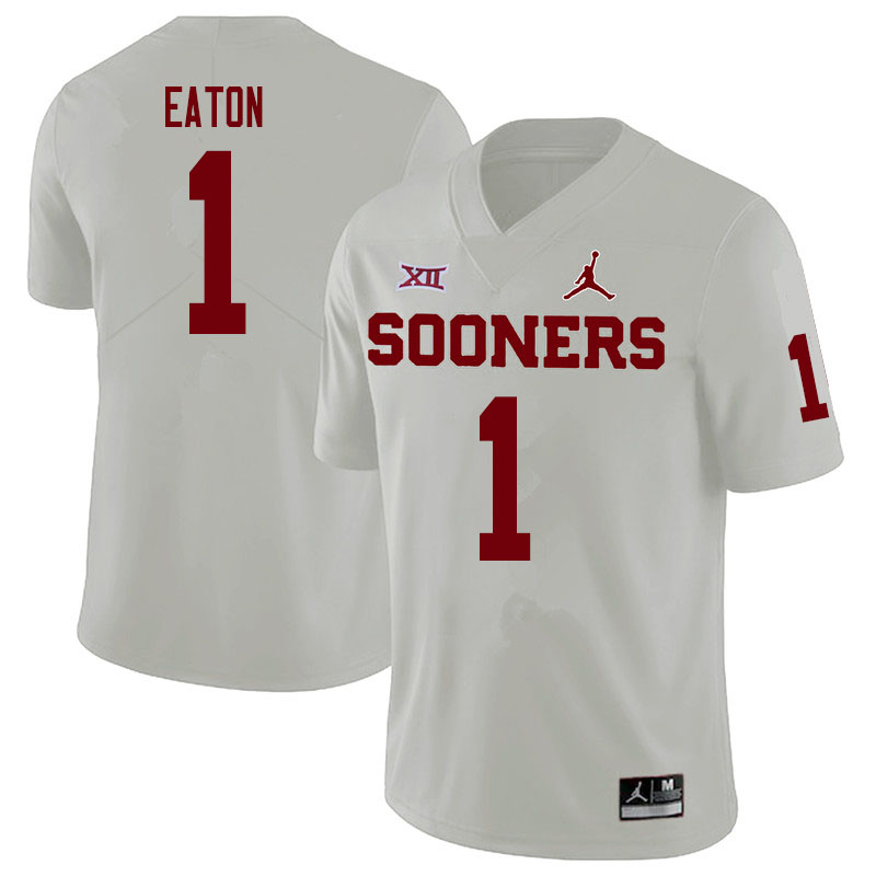 Oklahoma Sooners #1 Joshua Eaton College Football Jerseys Sale-White